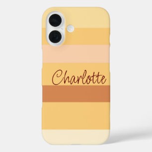 Beige und braune Streifen personalisierte Bezeichn iPhone 16 Hülle