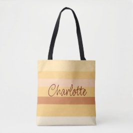 Beige und braune Streifen personalisierte Bezeichn Tasche