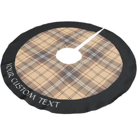 Beige und braune Tartan Beige und braune Tartan Polyester Weihnachtsbaumdecke (Schrägansicht)