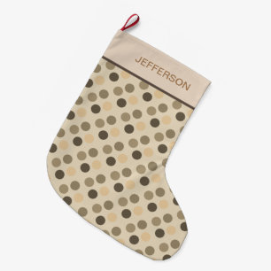 Beige und braune Tupfen Großer Weihnachtsstrumpf