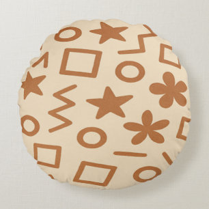 Beige- und Braunes abstraktes Design rundes Kissen