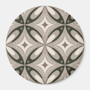 Beige- und Brauntöne im Retro-Stil mit kreisförmig Magnet