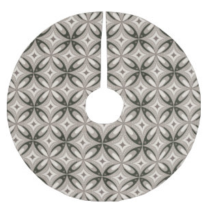 Beige- und Brauntöne im Retro-Stil mit kreisförmig Polyester Weihnachtsbaumdecke