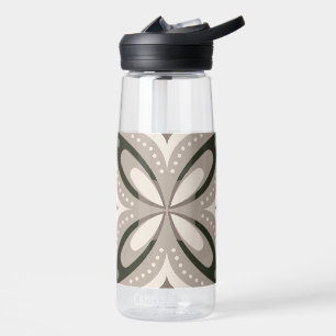 Beige- und Brauntöne im Retro-Stil mit kreisförmig Trinkflasche