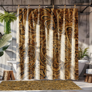 Beige und Brown Floral Paisley Muster Duschvorhang