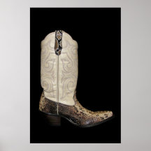 Beige und Brown Snakeskin Cowboy Boot