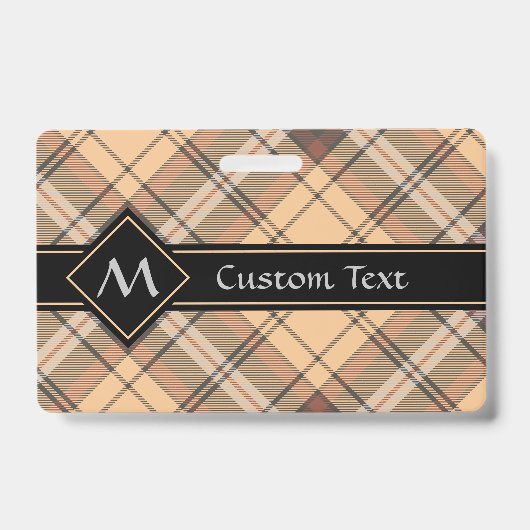 Beige und Brown Tartan Ausweis (Vorderseite)