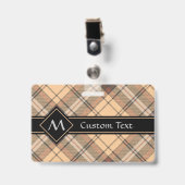 Beige und Brown Tartan Ausweis (Vorderseite mit Clip)