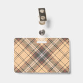 Beige und Brown Tartan Ausweis (Rückseite mit Clip)