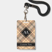 Beige und Brown Tartan Ausweis (Vorderseite mit Schlüsselband)