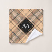 Beige und Brown Tartan Badhandtuch Set (Waschlappen)