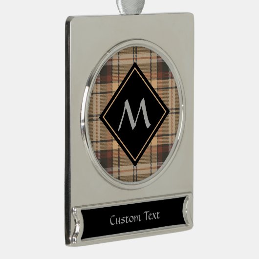 Beige und Brown Tartan Banner-Ornament Silber (Rechts)
