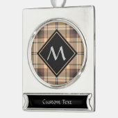 Beige und Brown Tartan Banner-Ornament Silber (Links)