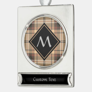 Beige und Brown Tartan Banner-Ornament Silber