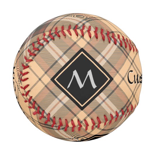 Beige und Brown Tartan Baseball (Vorderseite Links)
