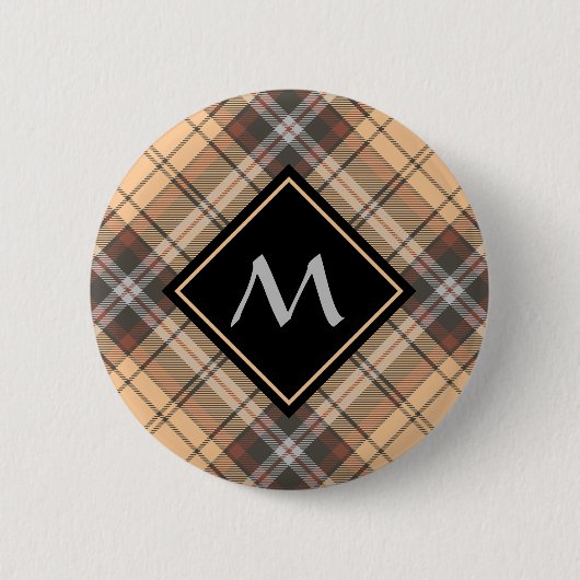 Beige und Brown Tartan Button (Vorderseite)