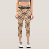 Beige und Brown Tartan Capri Leggings (Vorderseite)