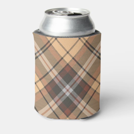 Beige und Brown Tartan Dosenkühler (Kanne Rückseite)