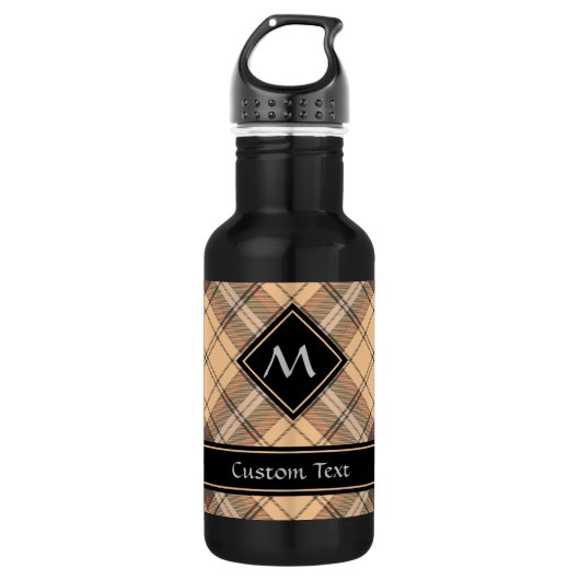Beige und Brown Tartan Edelstahlflasche (Vorderseite)
