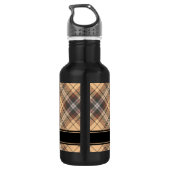 Beige und Brown Tartan Edelstahlflasche (Rückseite)