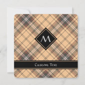 Beige und Brown Tartan Einladung (Vorderseite)