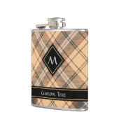 Beige und Brown Tartan Flachmann (Links)