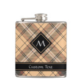 Beige und Brown Tartan Flachmann (Vorderseite)