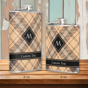 Beige und Brown Tartan Flachmann