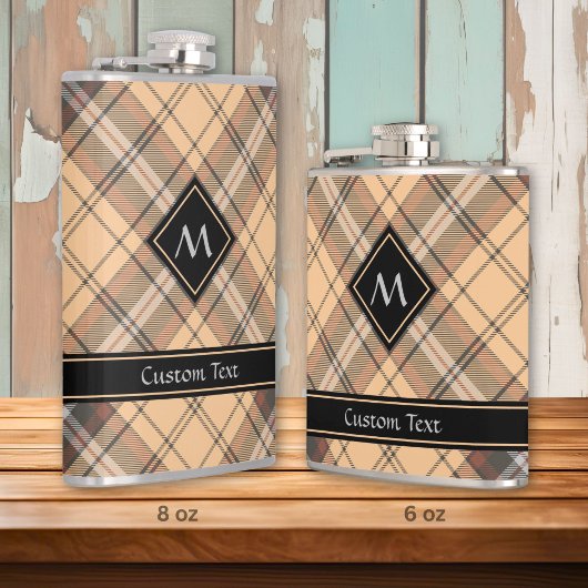 Beige und Brown Tartan Flachmann