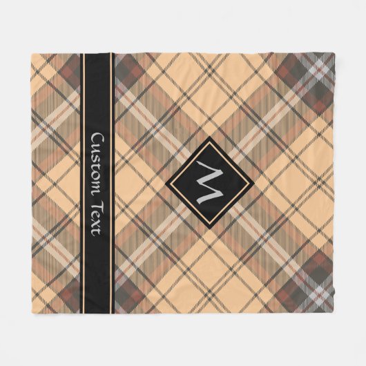 Beige und Brown Tartan Fleecedecke (Vorderseite (Horizontal))