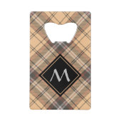 Beige und Brown Tartan Geldbeutel Flaschenöffner (Vorderseite)