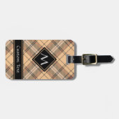 Beige und Brown Tartan Gepäckanhänger (Vorderseite horizontal)
