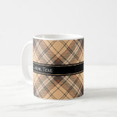 Beige und Brown Tartan Kaffeetasse (Vorderseite Links)