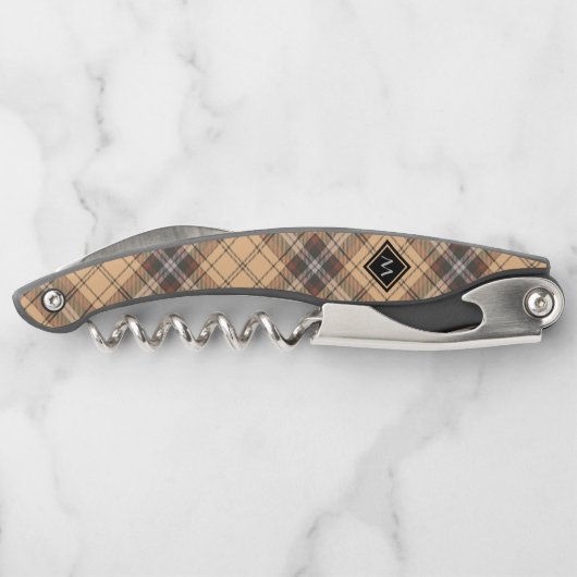 Beige und Brown Tartan Kellnermesser (Rückseite)