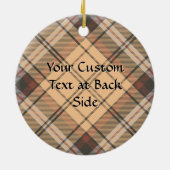 Beige und Brown Tartan Keramik Ornament (Hinten)