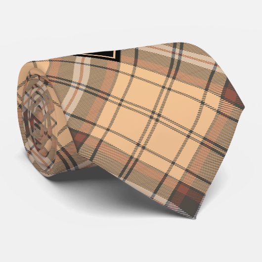 Beige und Brown Tartan Krawatte (Gerollt)
