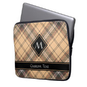 Beige und Brown Tartan Laptopschutzhülle (Vorderseite Links)
