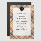 Beige und Brown Tartan Magnetkarte (Vorne/Hinten)