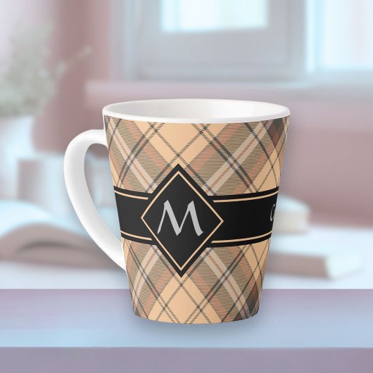 Beige und Brown Tartan Milchtasse