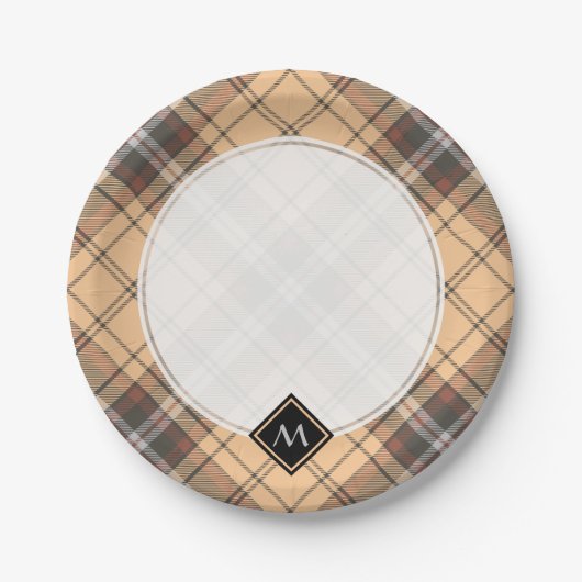 Beige und Brown Tartan Pappteller (Vorderseite)