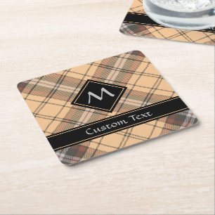 Beige und Brown Tartan Rechteckiger Pappuntersetzer
