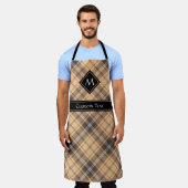 Beige und Brown Tartan Schürze (Getragen)
