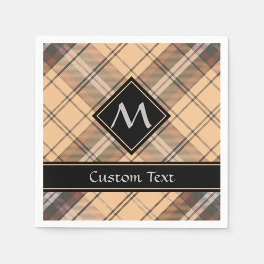 Beige und Brown Tartan Serviette (Vorderseite)