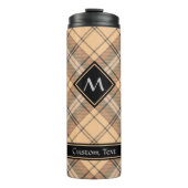 Beige und Brown Tartan Thermosbecher (Vorderseite)