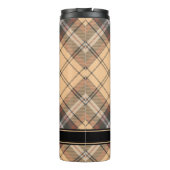Beige und Brown Tartan Thermosbecher (Rückseite)