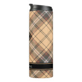 Beige und Brown Tartan Thermosbecher (Nach rechts gedreht)