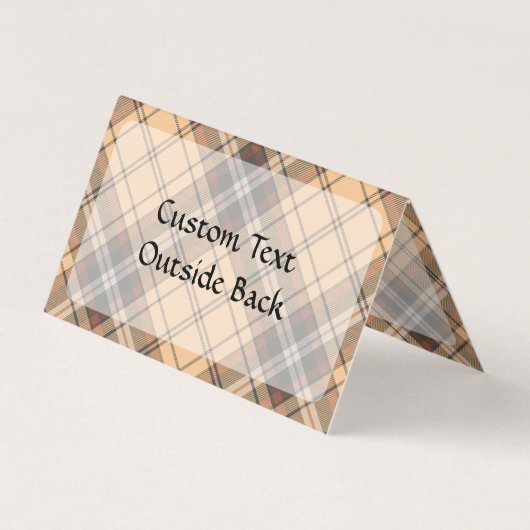 Beige und Brown Tartan Visitenkarten (Rückseite)