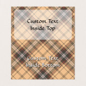 Beige und Brown Tartan Visitenkarten (Innenseite Aufgefaltet)