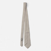 Beige und Cream Geometric Muster Neck Tie Krawatte (Rückseite)