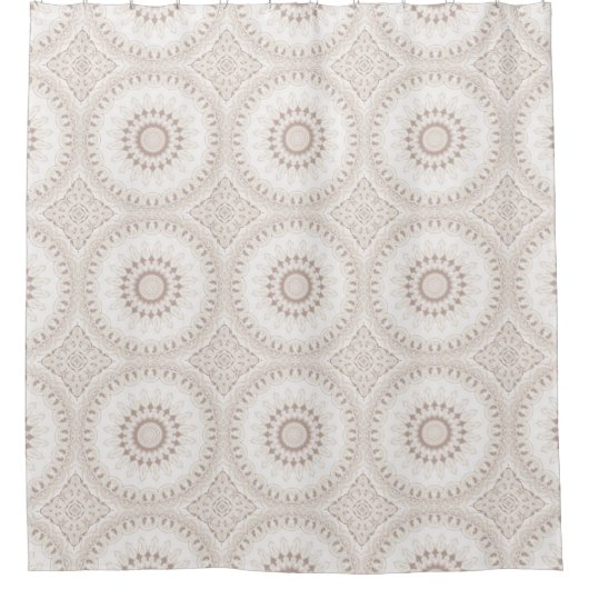 Beige und Cream Mandala Muster Duschvorhang (Vorderseite)